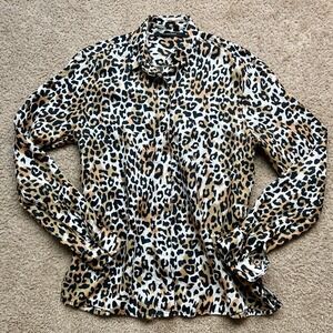 Rapsodia Long Sleeve Women's Linen Animal Print Shirt Size Small‎